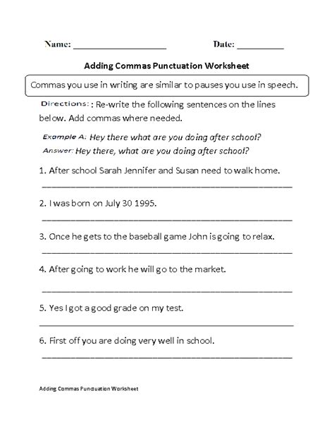 adding commas punctuation worksheet part  beginner punctuation