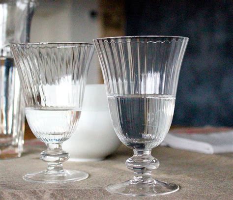 set of six ribbed glasses in clear or green by the forest and co