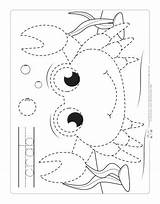 Tracing Animals Ocean Worksheets Crab Itsybitsyfun Animal Worksheet Preschool Coloring Writing Activities Sea Sheets Kids Pages Kindergarten Para Niños Actividades sketch template