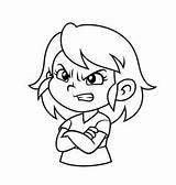 Girl Angry Vector Crossed Arms Mad Expression Bw Obstinate Vectors Clip Illustrations Similar sketch template