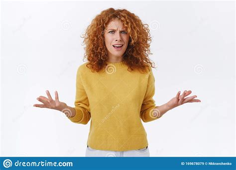Pissed Distressed Redhead Female With Curly Hair Wear
