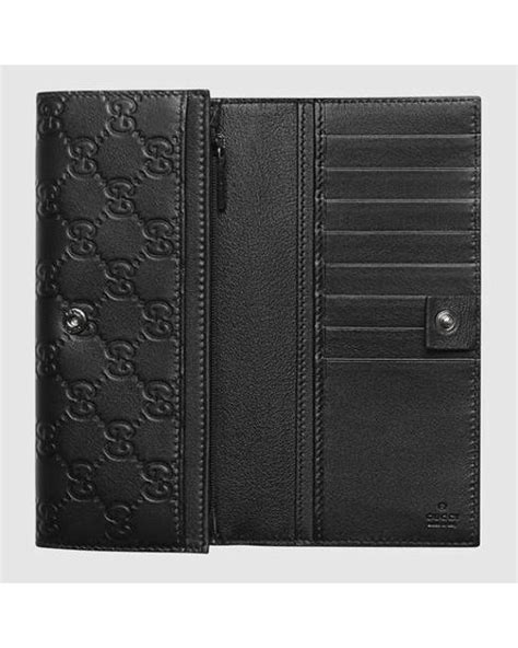 Gucci Ssima Leather Long Wallet In Black For Men Black Guccissima Lyst