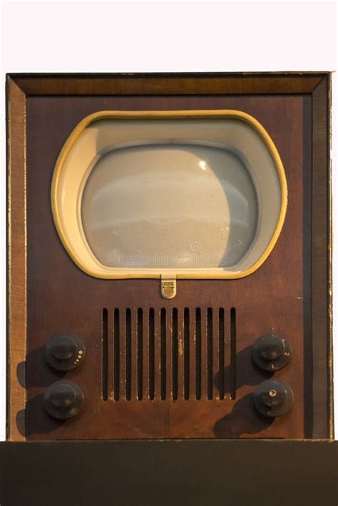 eerste televisie tv philips  stock afbeelding afbeelding bestaande uit buis hout