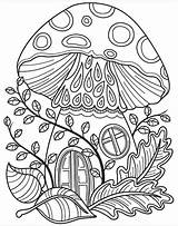 Coloring Mushroom House Pages Forest Fairy Adults Colouring Printable Adult App Garden Cute Forêt Coloriage Mandala Print Mushrooms Color Sheets sketch template