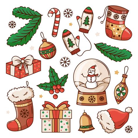 christmas elements set colorful vector holiday items christmas