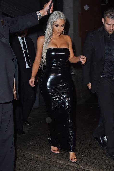 kim kardashian wears sexy for the evening in platinum blonde hair