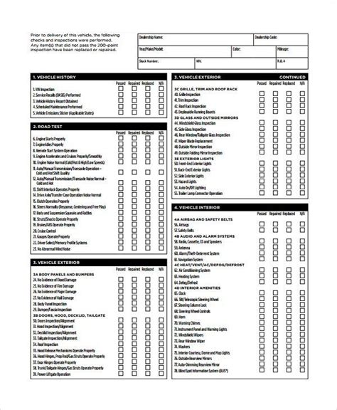 image result   vehicle inspection sheets inspection checklist
