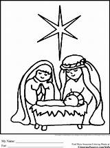 Nativity Coloring Scene Christmas Pages Jesus Simple Printable Drawing Manger Kids Clipart Line Drawings Baby Painting Joseph Sheets Christian Bible sketch template