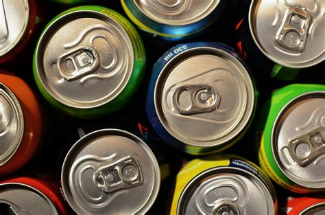 assorted color soda cans  stock photo