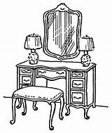 Table Dressing Clipart Dresser Furniture Coloring Vanity Line Sketch Vintage Household Cliparts Drawing Tables Drawings Colouring Choose Board Wpclipart Sheets sketch template