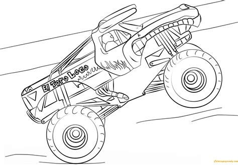 el toro loco  monster truck coloring page  printable coloring