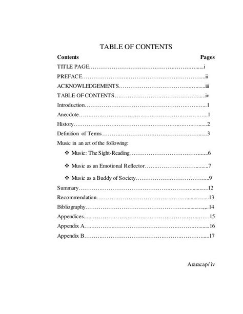 full research paper table  containts dissertation table  contents