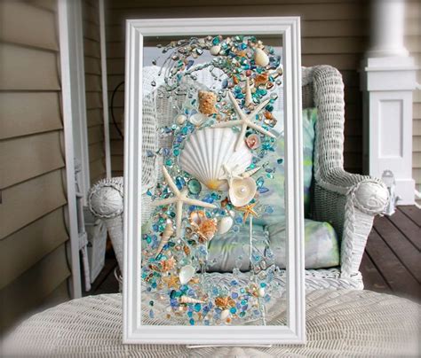 Sea Glass Art For Beach Decor Seashell Wall Art For Nautical Etsy In