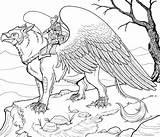 Coloring Pages Griffin Animals Fantastic Coloriage Animaux Fantastiques Fantasy Animal Griffon Colouring Printable Adult Therapy Adults Life Coloriages Mythical Stress sketch template