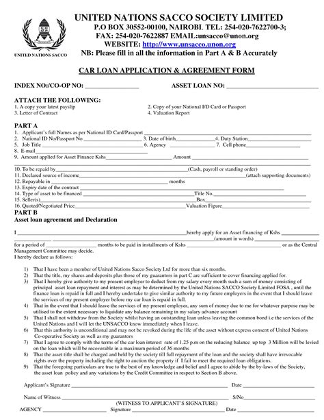 printable car loan agreement form printable forms