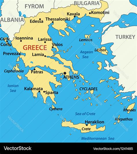 map  greece royalty  vector image vectorstock