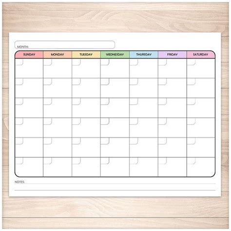 printable blank rainbow calendar   bonus yearly  etsy