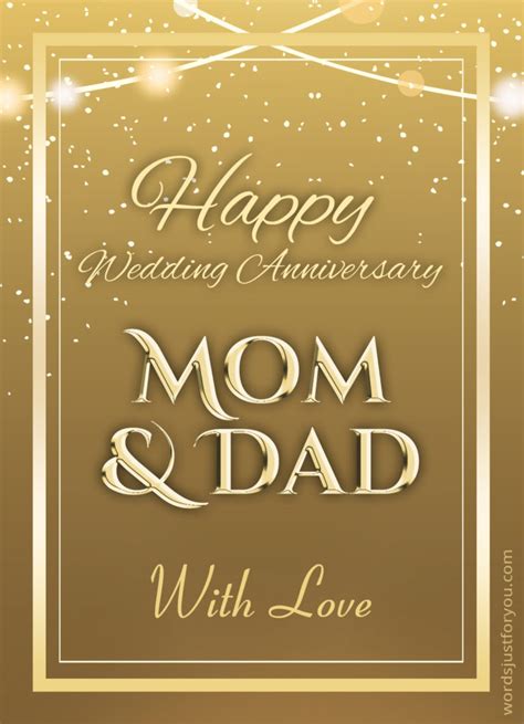 happy wedding anniversary mom and dad card words just for you free