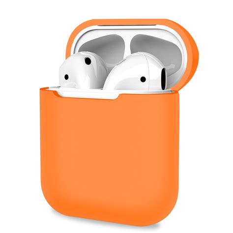 orange airpods   case cover skin earphone charge apple silicone case tradenrg uk