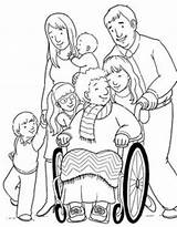 Coloring Pages Family Kids People Disabilities Familia Color Print Big Activities Grandmother La Helping Preschool Colouring Grandma Search Sheets Disabili sketch template