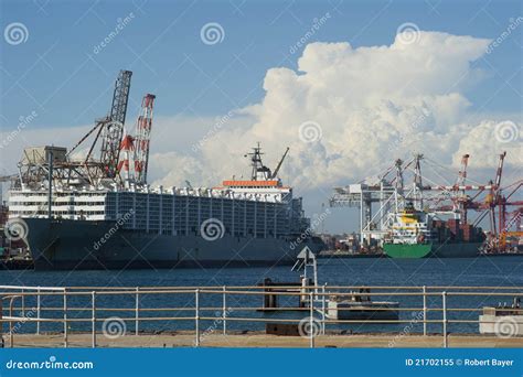 freight ships  harbour stock image image  harbor