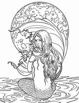 Coloring Mermaid Pages Adult Mermaids Adults Realistic Cute Beautiful Fantasy Detailed Color Fairy Printable Siren Sheets Mandala Easy Book Print sketch template