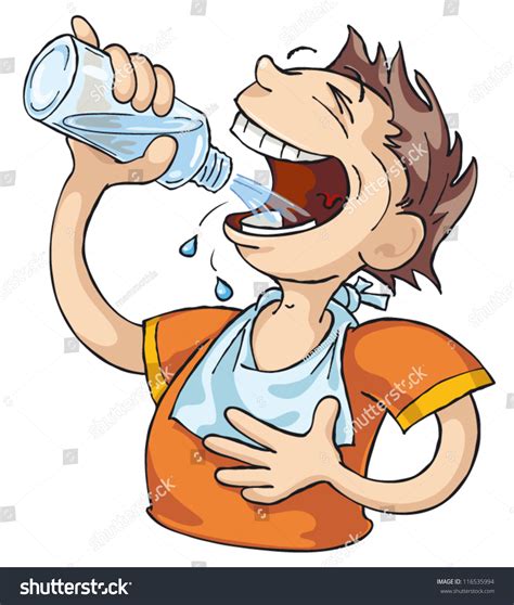 Very Thirsty Man Drinks Water Stock Vector 116535994