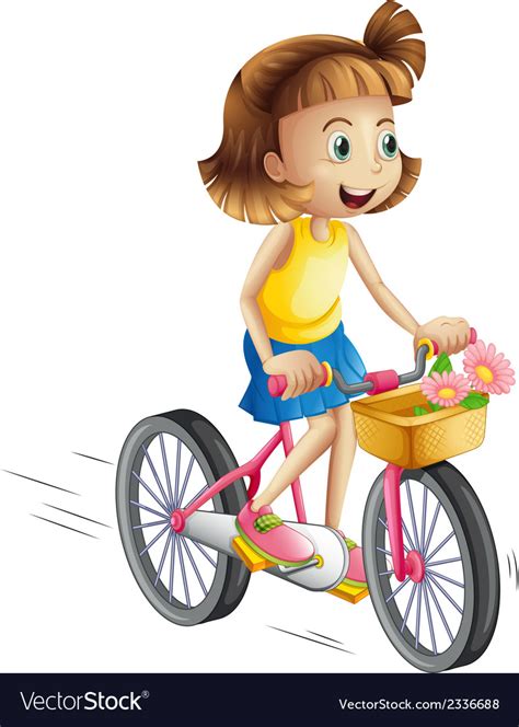 a happy girl riding a bike royalty free vector image