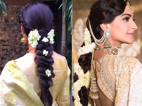 traditional  trendy hairstyles     gajra  mogra
