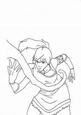 Korra Avatar Coloring Water Bending Awesome Legend sketch template