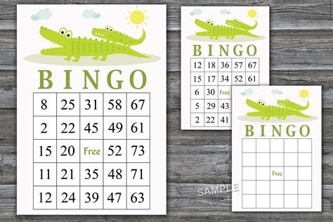 Alligator Bingo Game Jungle Bingo Cards Birthday Bingo Cards 60