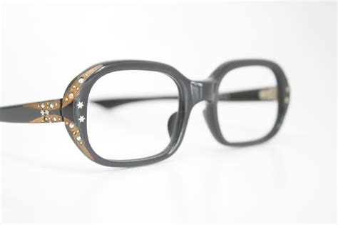 Small Black Rhinestone Cat Eye Glasses Vintage Cateye Frames Etsy