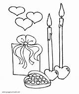 Coloring Pages Valentine Candies Candles Hearts Holidays Valentines Printable sketch template