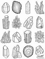 Coloring Crystal Drawing Line Gem Pages Crystals Colouring Printable Gems Drawings Minerals sketch template