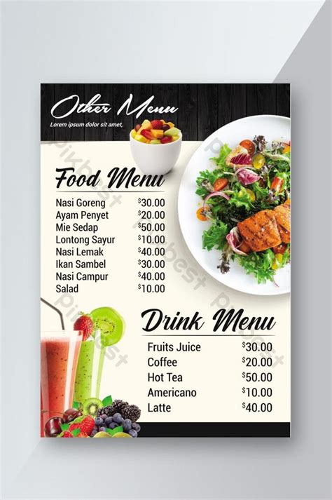 printable restaurant menu template psd   pikbest
