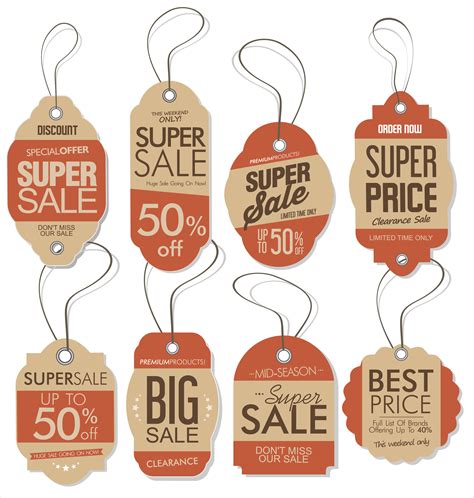 paper price tag retro vintage style design vector collection