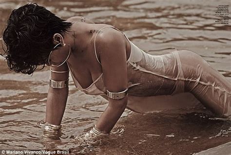 rihanna poses topless in racy new shoot for vogue brazil daily mail online