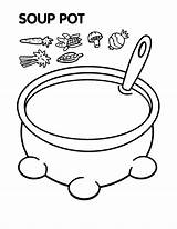 Pot Vegetable Stew Soep Tekenen sketch template