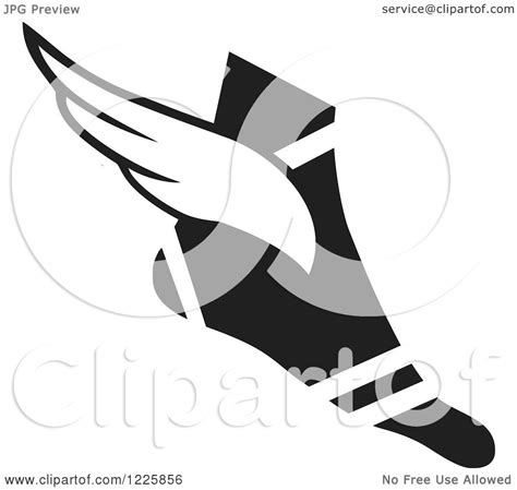 Clipart Of A Black And White Winged Track And Field Shoe