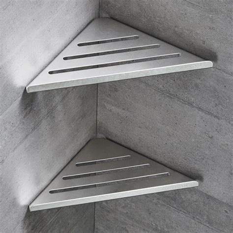 Triangular Corner Shelf Style 1 Silver Corner Shelves Stainless