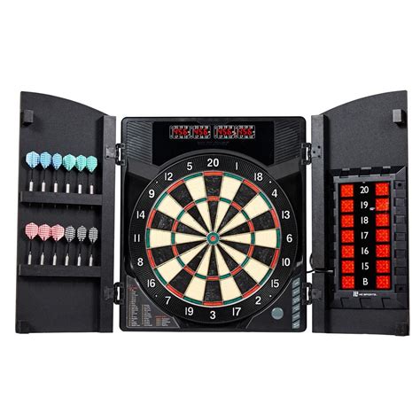 md sports bristlesmart dartboard  cabinet accepts steel tip darts  electronic scoring