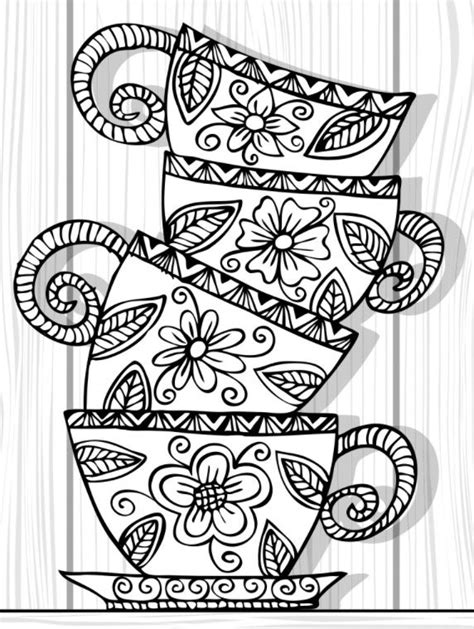 teacup stack colouring page recolor app colouring pages adult