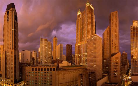 cityscape architecture building city chicago usa skyscraper street evening clouds