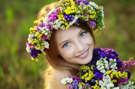girl wearing flower wreath