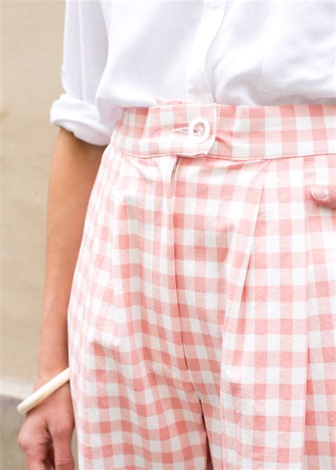 pink gingham pleated pants the frankie shop pleated