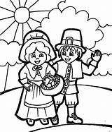 Coloring Pilgrim Thanksgiving Pages Printable Kids Lots Even sketch template