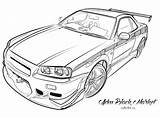 Skyline R34 Drawing Nissan Walker Paul Jdm Getdrawings sketch template
