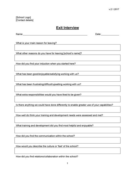 employee exit interview template templates printable