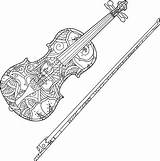 Fiddlestick Ornamental Violin Isolated Coloring sketch template