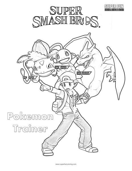 pokemon trainer super smash brothers coloring page super fun coloring